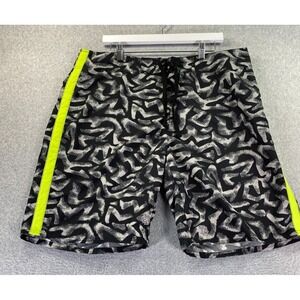 Fox Riders Racing Men's 38 Waist Black White Green Board Shorts Graphic Logo